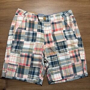 NWT LL Bean Womens Size 4 Multicolor Madras Patchwork Bermuda Shorts NEW Pink